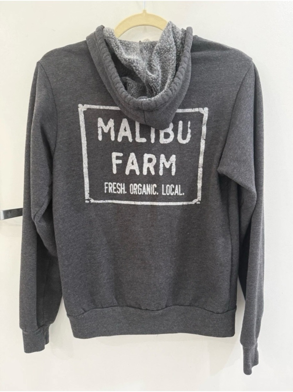 Malibu Farm Charcoal Gray Logo Hoodie Sweater; $65 retail, discontinued